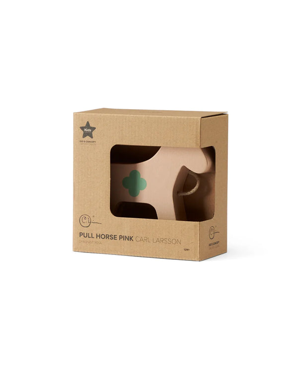 Kids Concept - Houten Trekspeeltje - Trekpaard Carl Larsson - Roze, Duw- en trekspeelgoed, Kid's Concept, Keekabuu