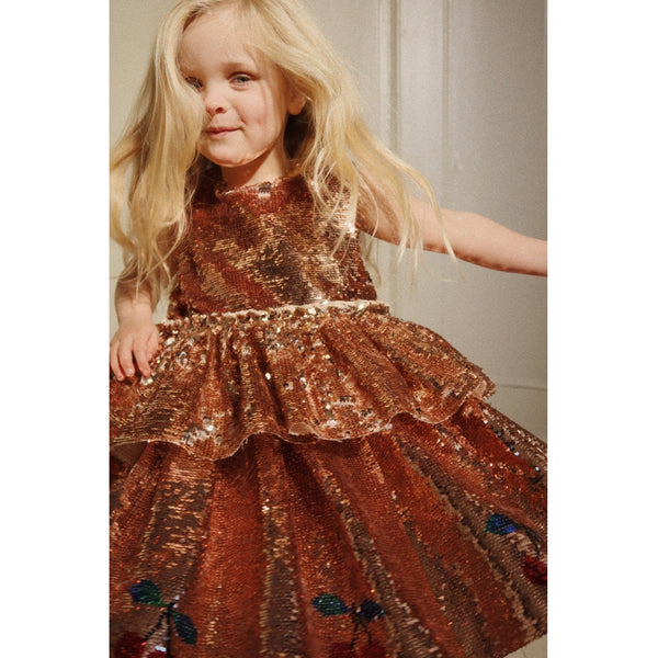 Konges Slojd - Glinsterende Paillettenjurkje Lulu - Brazilian Sand - Keekabuu