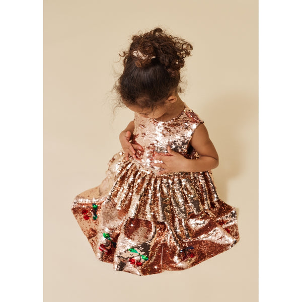 Konges Slojd - Glinsterende Paillettenjurkje Lulu - Brazilian Sand - Keekabuu