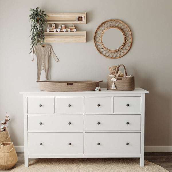 Yunioo - Wickelauflage - Moseskorb - Weiß (80cm) Braun