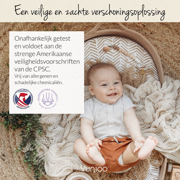 Yunioo - Wickelauflage - Moseskorb - Weiß (80cm) Braun