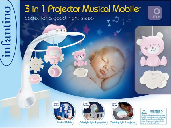 Infantino - 3-in-1-Musikmobil, Nachtlicht und Projektor