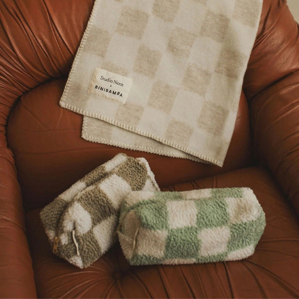 Studio Noos - Kulturtasche - Karierter Teddybeutel