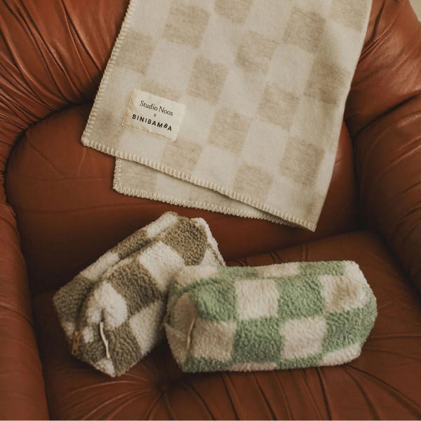 Studio Noos - Kulturtasche - Karierter Teddybeutel