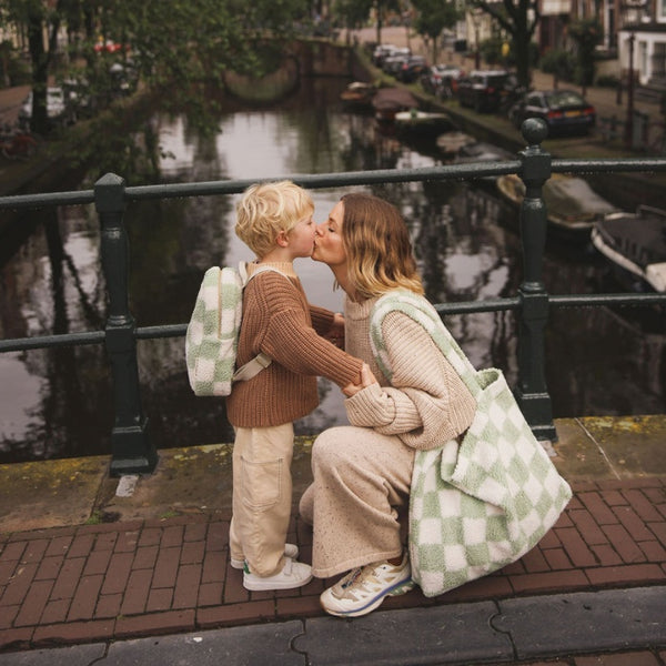 Studio Noos - Kids' Backpack - Minibackpack - Studio Noos x Binibamba - Checked Teddy