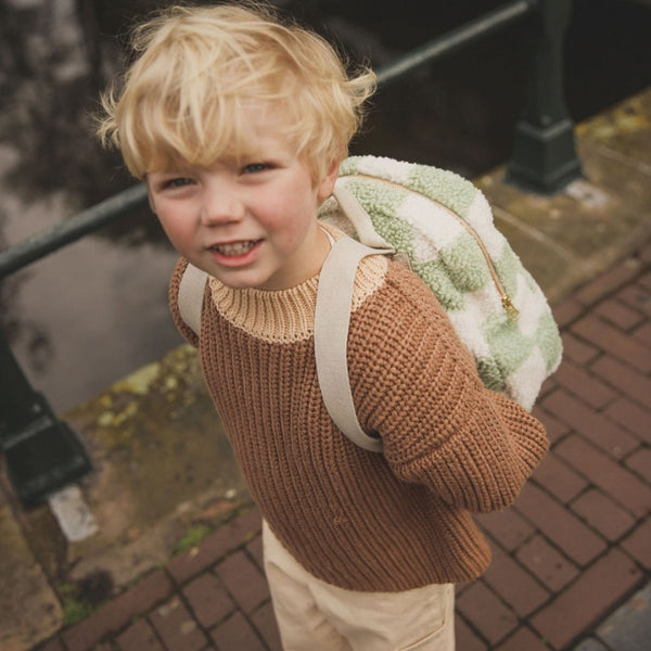 Studio Noos - Kids' Backpack - Minibackpack - Studio Noos x Binibamba - Checked Teddy