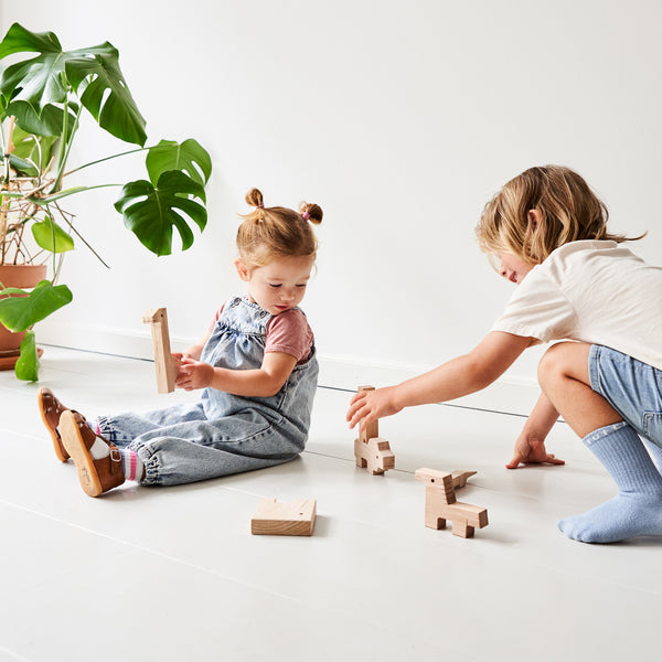 Makii - Dieren Parade Set van 3 Elephant + Lion + Crocodile FSC beech wood