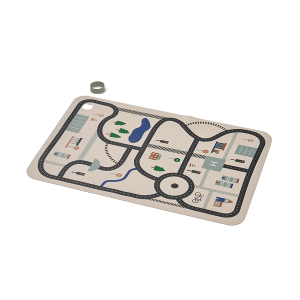 Liewood - Activiteiten Speelmat - siliconen - Road map/Sandy, , Liewood, Keekabuu