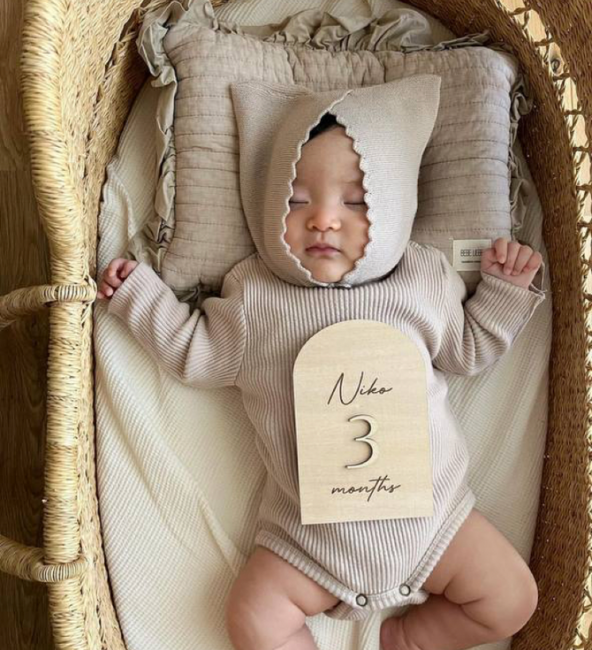 Konges Slojd -  Wollen Baby Kattenmuts - Walnut, Babymutsjes, Konges Slojd, Keekabuu