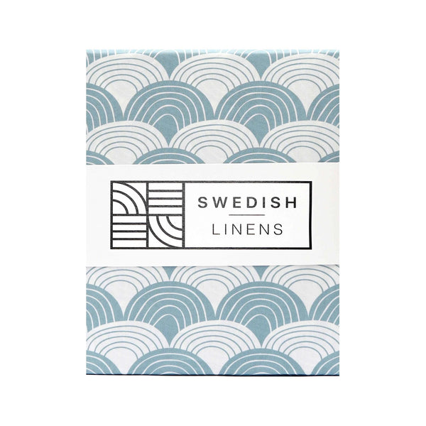 Swedish Linens - Hoeslaken Rainbow Muted Blue - (60x120x23cm), Hoeslakens, Swedish Linens, Keekabuu