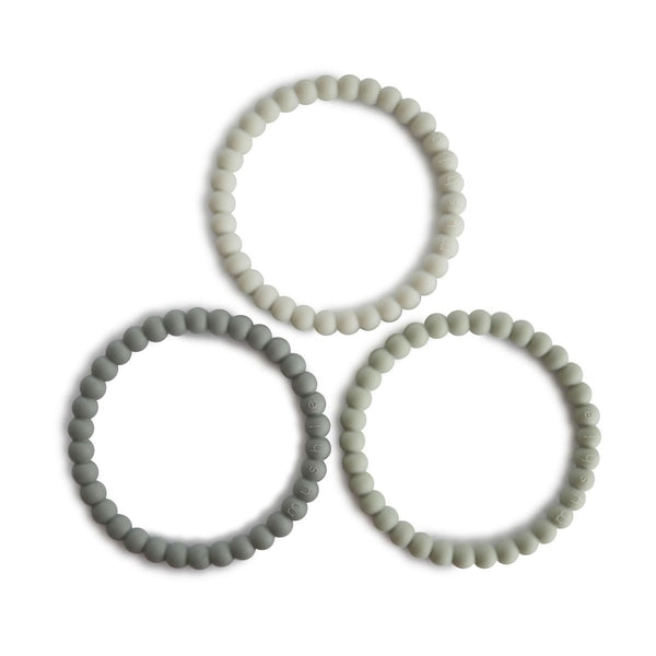 Mushie - Set of 3 Silicone Teething Ring Bracelets