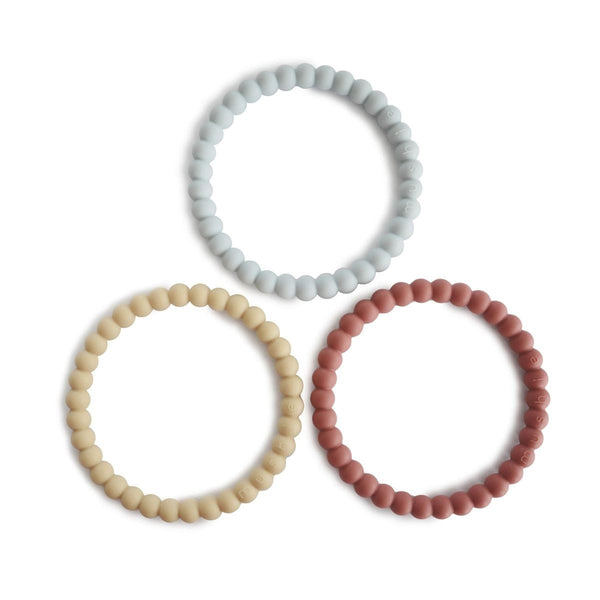 Mushie - Set of 3 Silicone Teething Ring Bracelets