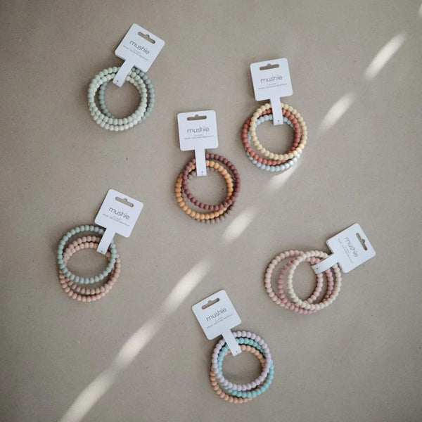 Mushie - Set of 3 Silicone Teething Ring Bracelets