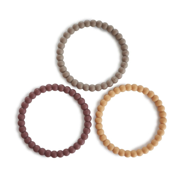 Mushie - Set of 3 Silicone Teething Ring Bracelets