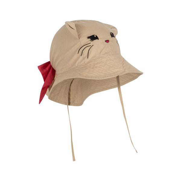 Konges Slojd  - Zonnehoedje Verbena Bow Kitty - met Oortjes - Creme Brulee