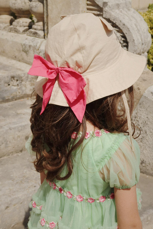 Konges Slojd  - Zonnehoedje Verbena Bow Kitty - met Oortjes - Creme Brulee