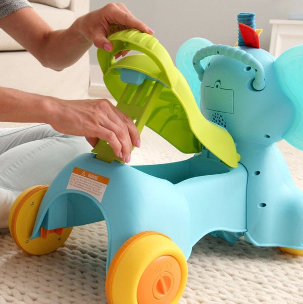 Infantino  -  Sensory Ollie 3-in-1 Olifant Loopwagen, Activiteitsspeelgoed voor baby's, Infantino, Keekabuu