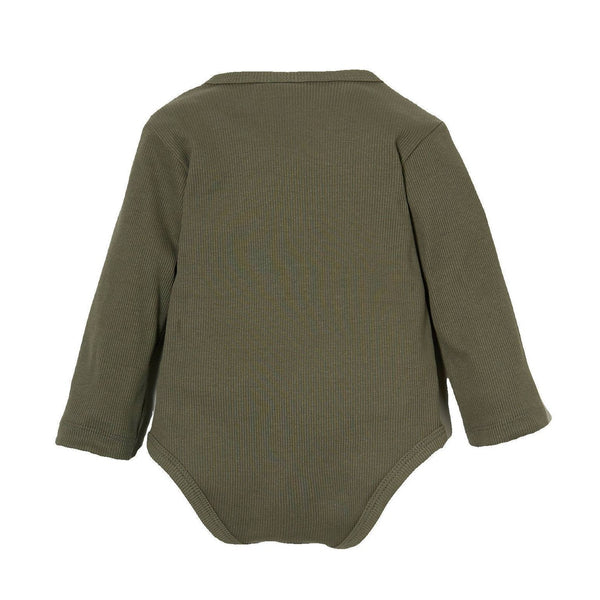 Little Indians Baby Overslagromper Lange mouw Dusty olive, Rompers, Little Indians, Keekabuu