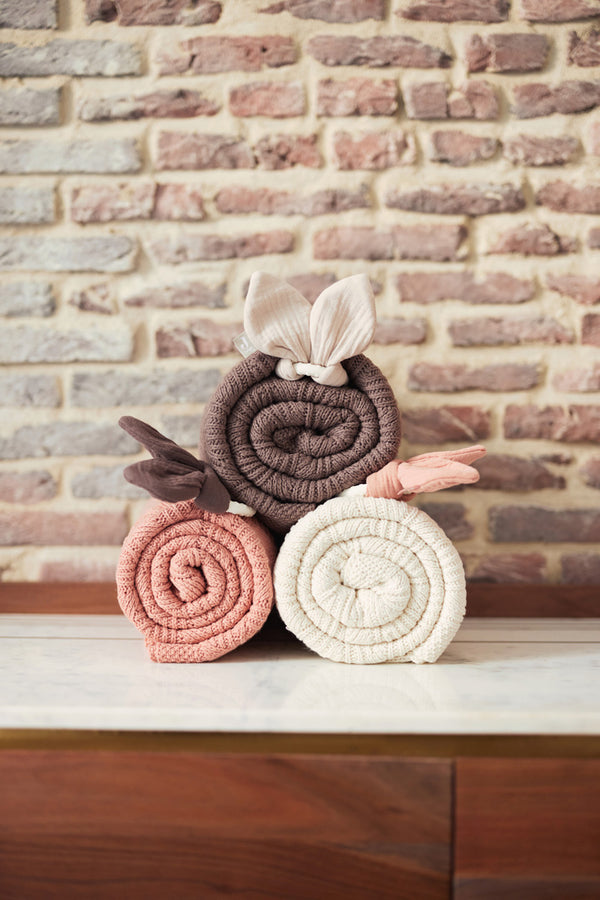 Jollein - Wiegdeken Spring Knit/Coral Fleece, Dekens, Jollein, Keekabuu