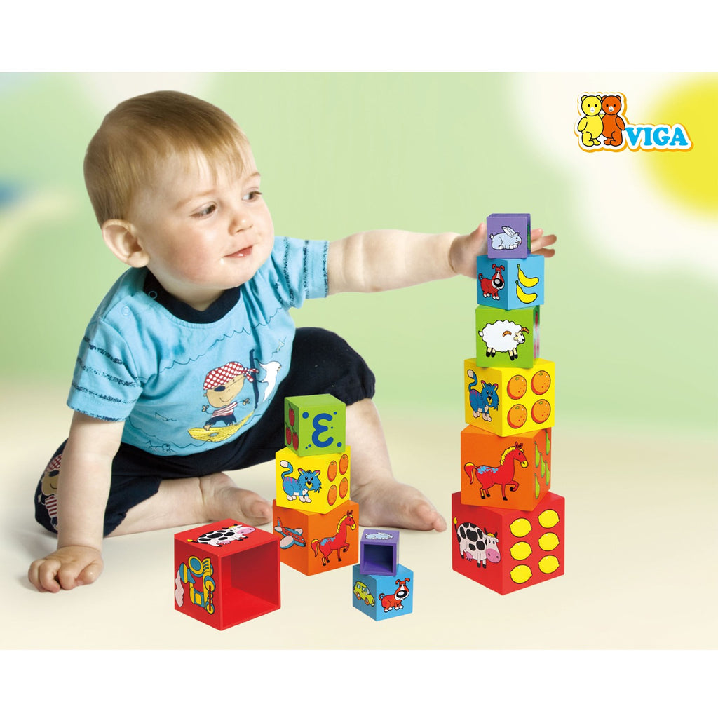 Viga Toys - Stapelkubus - Houten stapelblokken, Stapeltorens, Viga Toys, Keekabuu