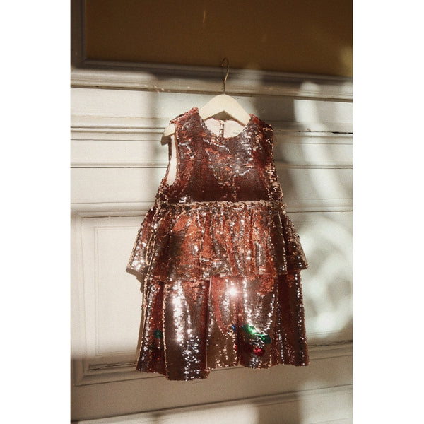 Konges Slojd - Glinsterende Paillettenjurkje Lulu - Brazilian Sand - Keekabuu