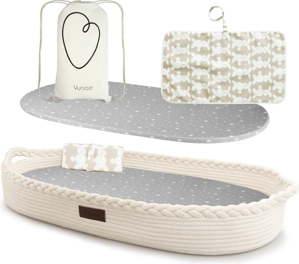Yunioo - Wickelauflage - Moseskorb - Weiß (80cm)