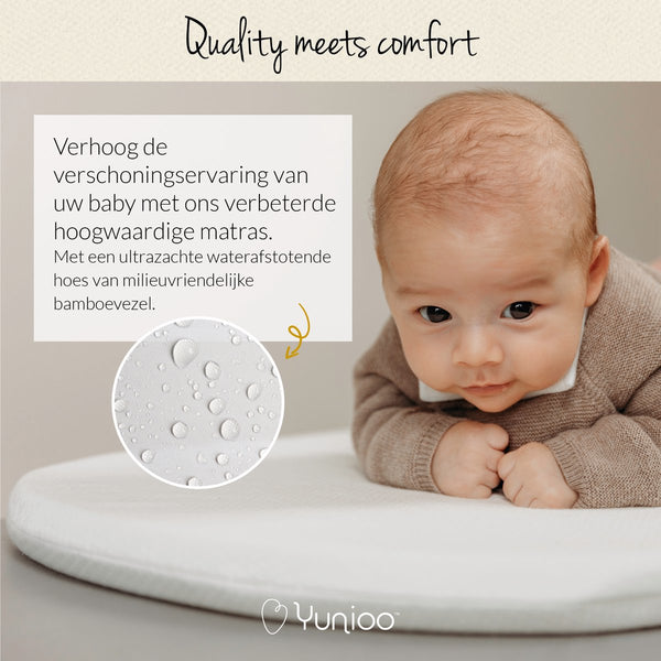 Yunioo - Wickelauflage - Moseskorb - Weiß (80cm) Braun