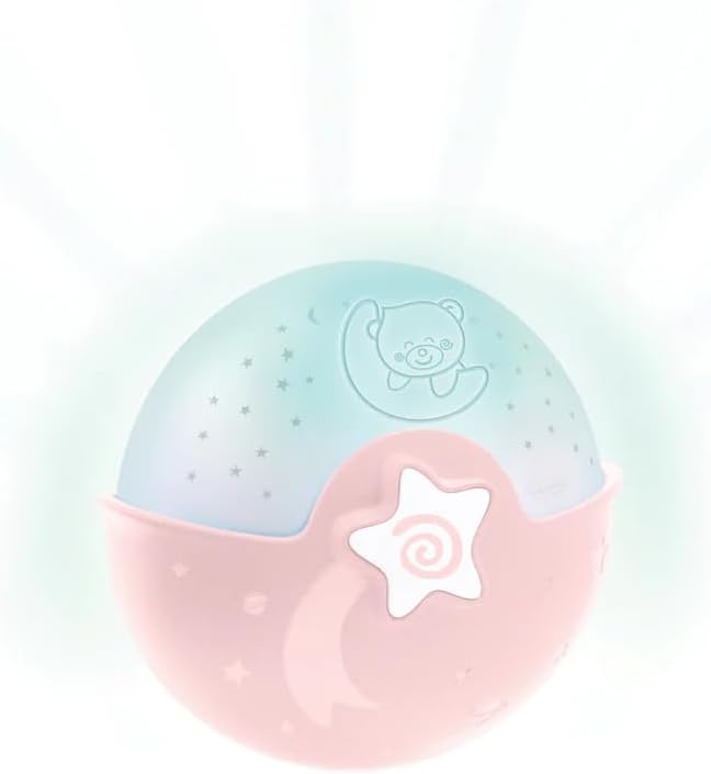 Infantino - Veilleuse - Lumière apaisante et projecteur - Rose - Projecteur 3-en-1 pour bébé avec projection d'étoiles