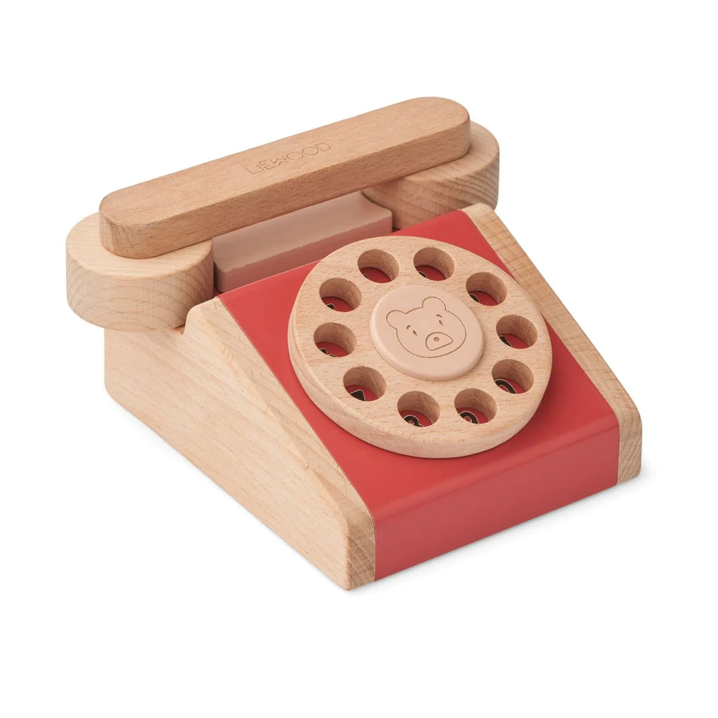 Liewood - Houten Telefoon Selma - Pale Tuscany/Apple Red, Houten speelgoed, Liewood, Keekabuu
