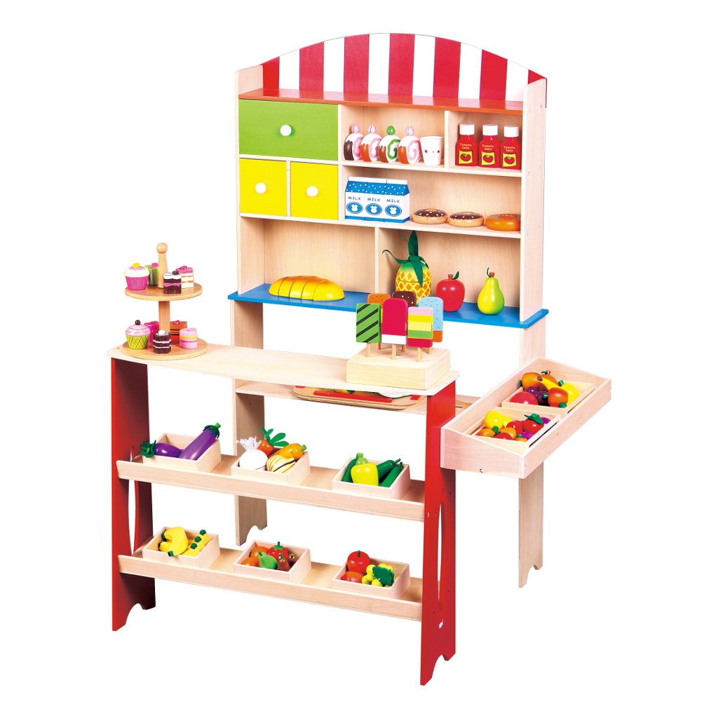 Kids Concept –  Einkaufswagen aus Holz – Shopping Trolley für kleine Einkäufer (Kopie)