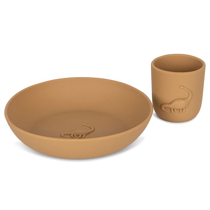 Konges Slojd -Beker en bord Dino Set, Kinder servies, Konges Slojd, Keekabuu