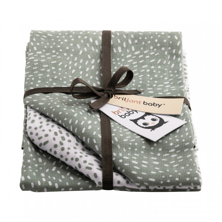Briljant Baby - Hydrofiel Washandjes Minimal Dots (3pack), Washandjes, Briljant Baby, Keekabuu