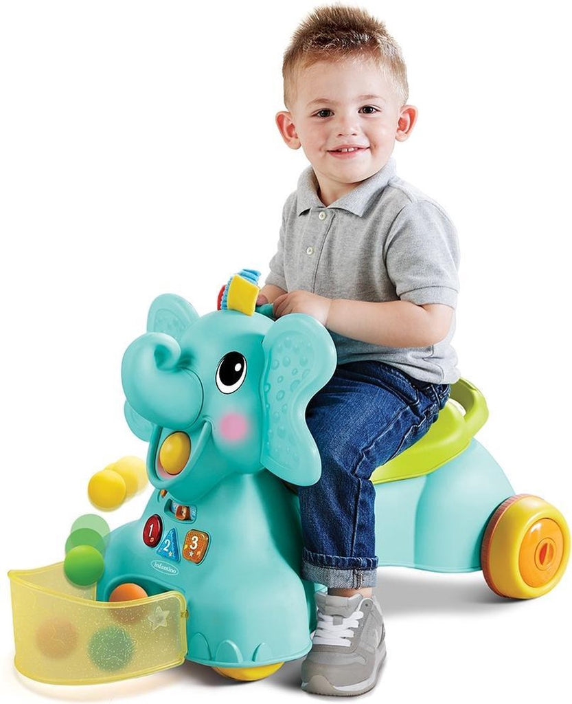 Infantino  -  Sensory Ollie 3-in-1 Olifant Loopwagen, Activiteitsspeelgoed voor baby's, Infantino, Keekabuu