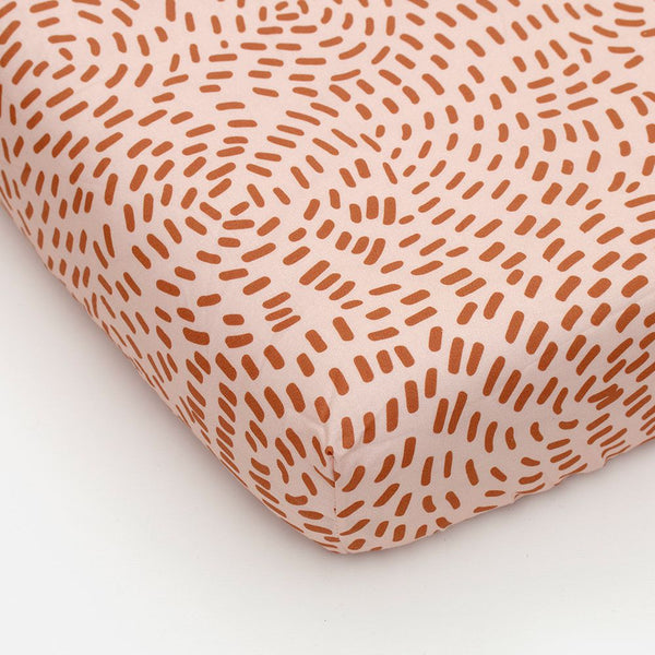 Studio Ditte Hoeslaken Junior (70x150cm) Flow roze roestbruin, Hoeslakens, Studio Ditte, Keekabuu