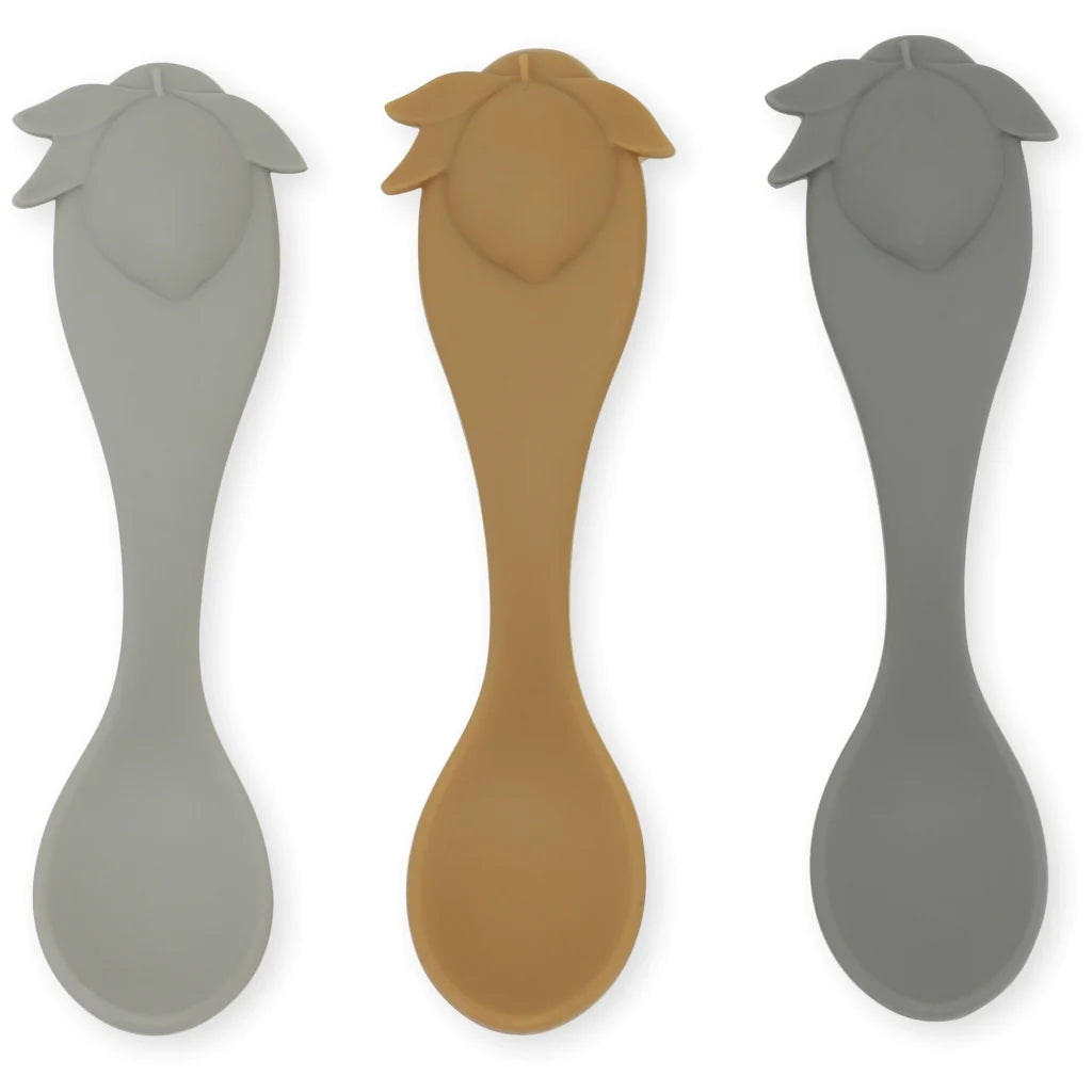 Konges Sløjd - Set van 3 Siliconen Lepels Citroen, Babylepels, Konges Slojd, Keekabuu