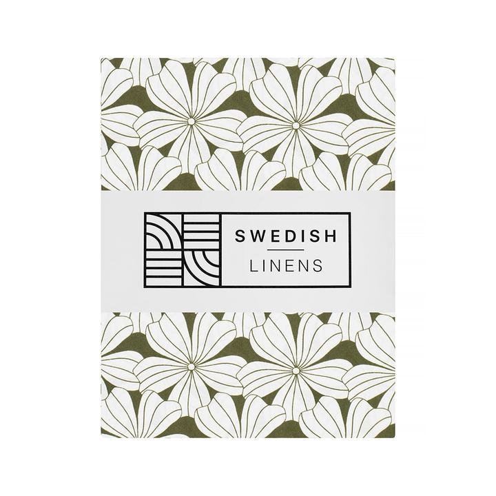 Swedish Linens - Ledikant Hoeslaken Flowers (60x120cm), Hoeslakens, Swedish Linens, Keekabuu