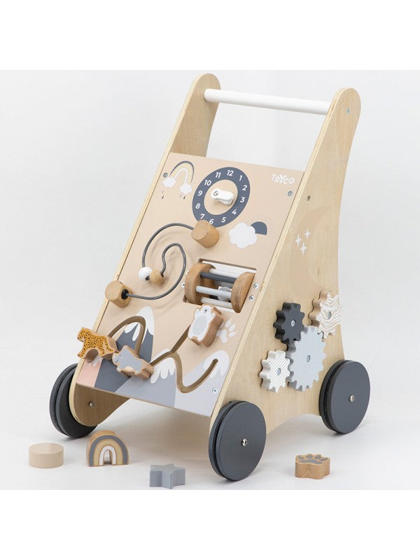 Tryco - Houten Activiteiten Loopwagen met Blokken, Houten speelgoed, Tryco, Keekabuu