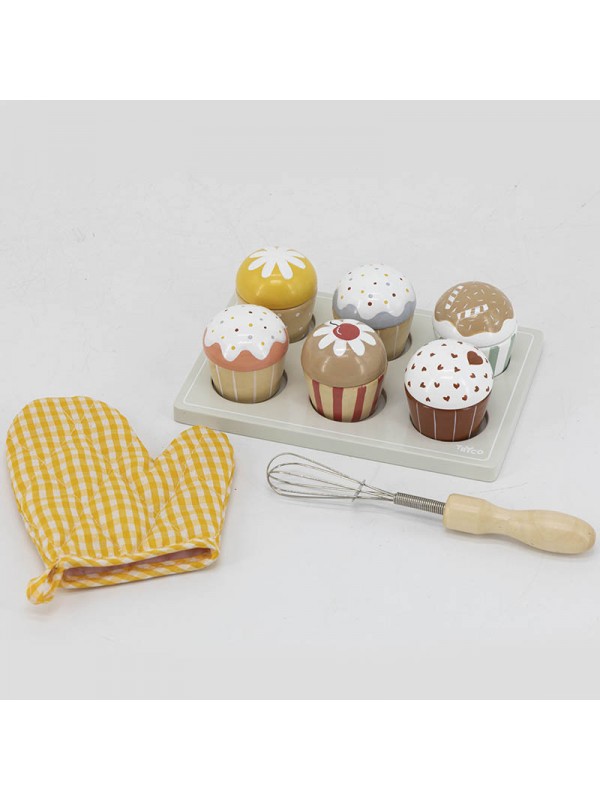 Tryco - Houten Cupcakes Set, Houten speelgoed, Tryco, Keekabuu